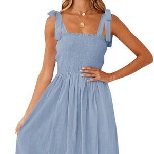 Boho Spaghetti Strap Square Neck Solid Color Ruffle A Line Long Maxi Dress